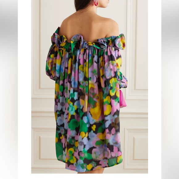 💥SALE💥New $985 AZ FACTORY NWT Huelle Dress: floral print off-shoulder dress NEW - Picture 3 of 8